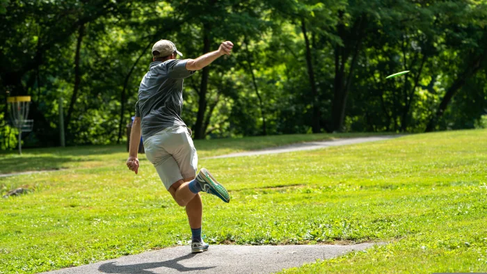 A player teeing off